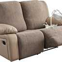 100% Waterproof Recliner Loveseat Cover, 2 Pieces Stretch Recliner Sofa Slipcovers Washable Couch Cover Furniture Covers for Pets, Dogs, Kids (Taupe, 2 Seater)