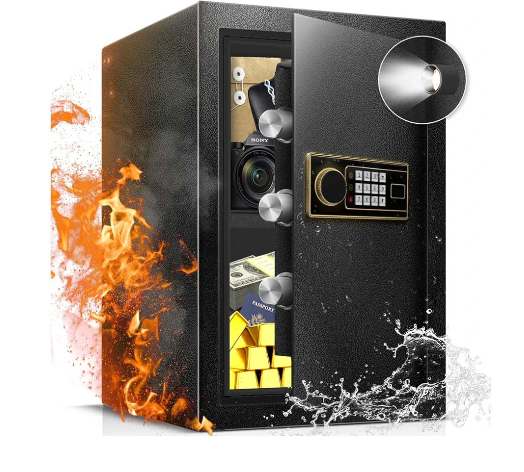 2.2 Cu Ft Fireproof Safe Box for Home - Steel Lock Box for Office & Home Security, Digital Electronic Keypad, Alarm System & Removable Shelf, Safety Box for Documents Money Jewelry