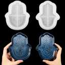 2 Pieces Hamsa Silicone Resin Mold Set Epoxy Resin Hamsa Hand Mold for Ashtray Soap Dish DIY Craft Art