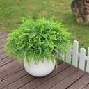 21" Artificial Ferns Plants Topiary for Front Porch Decoration,Fake Boston Fern Potted Plants Faux Greenery Bush UV Resistant for Outdoor Indoor Door Garden Farmhouse Home Decor (Green)