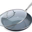 GreenPan Swift Healthy Ceramic Nonstick, 12" Frying Pan Skillet with Lid, Stainless Steel Handle, PFAS-Free, Dishwasher Safe, Oven Safe, Black
