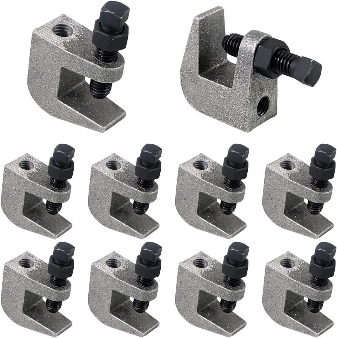Top Beam Clamps, UNC 3/8" Iron Safety Rod Beam Clamp, 3/4" Jaw Opening, Beam Wall Ceiling Mount Vertical Piping Support-Clamp for Copper, PVC Tubing, 10 Packs