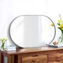 SCWF-GZ 30x20 Mirror Runway Oval Wall Mounted Aluminum Alloy Metal Frame Rectangle Mirrors for Entryway Bedroom Bathroom Living Room 30 20 inch Silver