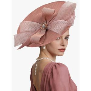 Kgromfy Women's Wide Brim Fascinator Hat Tea Party Headband Large Vintage Church Hat Lady Headwear for Derby Wedding Cocktail