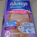 Always Discreet Adult Diapers for Women, Incontinence Underwear, Postpartum Essentials, Disposable Briefs, Max Absorbency, Bladder Leak Protection, Large, 28ct