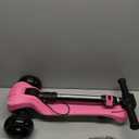 24V Electric Scooter for Kids w/150W Powerful Motor, Thumb Throttle, LCD Screen, Bluetooth, Light-Up Stem Deck & Wheels, 3 Adjustable Heights, 5MPH Safe Speed, 3 Wheel Electric Scooter for Kids (Pink)