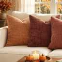 MIULEE Fall Decorative Orange Couch Throw Pillow Covers 20x20 Inch 2 Pack | Modern Boho Accent, Soft Chenille Pillow Covers, Farmhouse Cushion Cases for Home Decor Bed Sofa Living Room