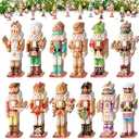 Quzzil 36 Pcs Christmas Nutcracker Ornaments for Tree Mini Wooden Xmas Soldier Hanging Nutcrackers Figures Tree Decoration with Ropes for Figures Party Holiday Crafts