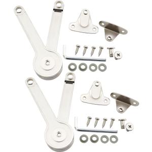 2PCS 8 Inch Length Heavy Duty Silver Lid Zinc Alloy Support Hinges Toy Box Hinge Wardrobe Support Cabinet Hinge Suitable for Wardrobe and Wardrobe Cover