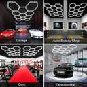 MODERN Hexagon Garage Light: Higher Brightness 38880 Lumens Honeycomb Garage Light, 8 Grid Systems 6500K, Hexagon Garage Grid Lighting for Garage, Gym, Car Detailing Shop etc.