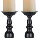 2 Pcs Black Pillar Candle Holders, Most Ideal for 3" Pillar Candles, Gifts for Wedding, Party, Home, Spa, Reiki, Votive Candle (2 x L)