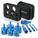 Diamond Hole Saw Kit, 10 PCS Brazed Diamond Tile Drill Bits Set with EVA Guide Jig for Ceramic Tile, Glass, Granite, Marble, Dry & Wet Cutting, 6-50mm, Includes Storage Bag