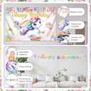 Unicorn Birthday Decorations, Unicorn Rainbow Balloon Arch Decorations Kit with Happy Birthday Banner, Dreamy Cake Topper, Tablecloth and Headband for Girl Party Supplies