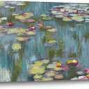 the stream design Water Lilies Wall Art Canvas: Claude Monet Lake Painting Textured Landscape Picture Print Reproduction Famous Artwork for Living Room Bedroom Home Decor, 36"L x 24"W
