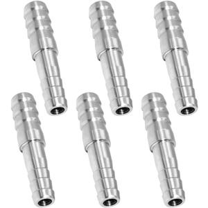 JoyTube Hose Barb Reducer 3/8" to 1/4" Barb Hose ID Stainless Steel Reducing Union Fittings Air Water Fuel (Pack of 5)