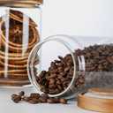 Glass Storage Jars with Wood Lid [Set of 5], Airtight Food Containers Stackable for Coffee Beans| Nuts| Pasta (25oz*2+34oz*2+54oz)