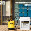 Tankless Water Heater Flush Kit Includes 1/4HP Sump Pump with Two Adapters & 3 Gallons Pail with Bucket Lid Opener & Two 1/2 Dia X 6 Hoses with Washers