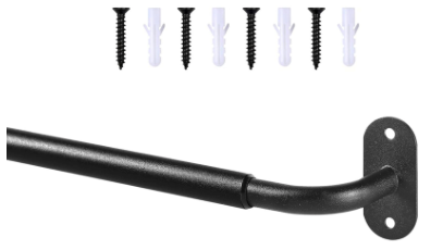 French Door Curtain Rod Adjustable 18"-32", Wrap Around Cafe Curtain Rod 3/4" Diameter, Screwed Sash Curtain Rods for Door Window, Black, 1 Pack