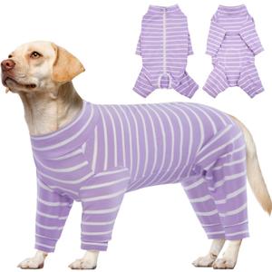 Kuoser Recovery Suit for Large Dogs After Surgery, Long Sleeve Dog Surgery Recovery Suit, Dog Onesie for Abdominal Wounds Skin Disease, Purple XL (XL (Back Length: 20.5''))