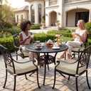 Outdoor Chair Cushions Set of 4: Waterproof & Fade Resistant Patio Furniture Cushions - 17 x 16 x 2 Inch Non Slip Round Corner Seat Cushion Pads with Removable Cover for Garden Yard Lawn, Cream