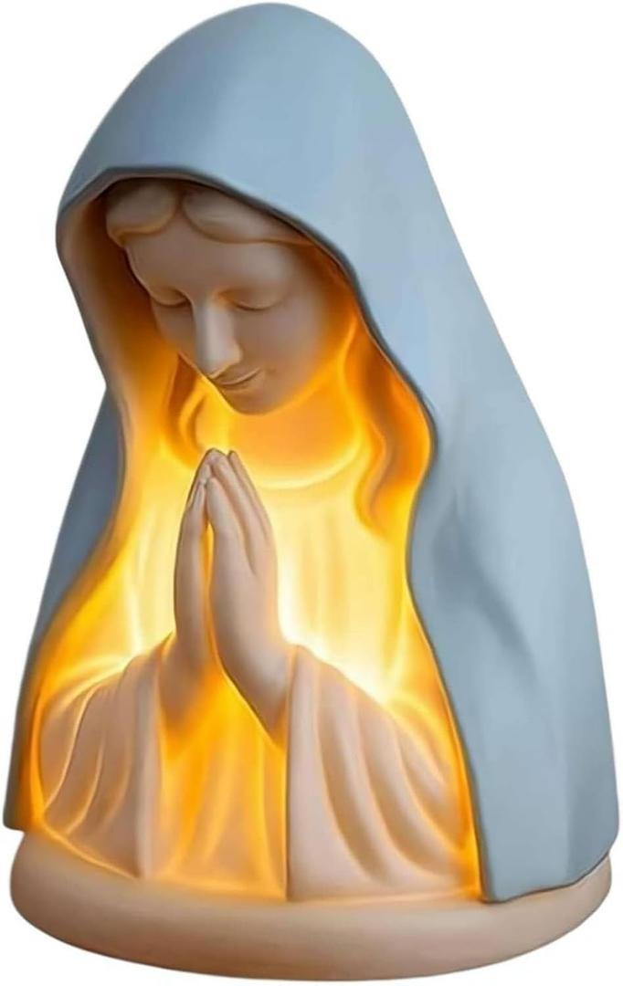 Virgin Mary LED Devotional Table Lamp,Virgin Mary Prayer Night Light,Elegant Religious Statue Lamp,Handmade Jesus Catholic Table Light Decor Gift,Elegant Religious StatueLamp,for Living Room Desktop