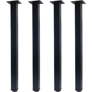 QLLY 28 inch Adjustable Metal Furniture Legs, Square Office Table Furniture Leg, Set of 4 (Black)