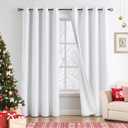 Jubilantex Linen Coating Full Blackout Curtains Pure White Thermal Insulated Rustic Textured Window Curtains 84" Long for Bedroom Living Room,Grommet Top 54"x84" 2 Panels