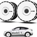 (4-Pack) Wheel Covers for Tesla Model Y, Full Coverage Rim Protector, Snap-On Hubcaps for Scratch Resistance, Fits 2021-2024 (White Ring, 20 inch)