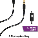 ZGEAR 4FT AUXILIARY CABLE - MICROPHONE & REMOTE TANGLE RESISTANT 3.5mm Audio