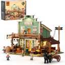 FUNWHOLE Western General Store Lighting Building-Bricks Set - 1895 Pcs The Old West Town Collection Display Set for Adults and West Lovers