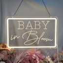Baby in Bloom Neon Signs for Baby Shower Party Decorations, Neon Led Light Up Letters Sign for Birthday Party Decor, Gender Reveal Girl or Boy, Bedroom, Home, INSNEnN, 15.4 * 9.6 Inches (F-Warm White)