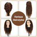 Mannequin Head with 90% Human Hair, 24" Female Real Hair Cosmetology Mannequin Head Hair Styling Manikin Head Doll Head for Hairdresser Practice Training with Clamp Holder and Tools (Brown)