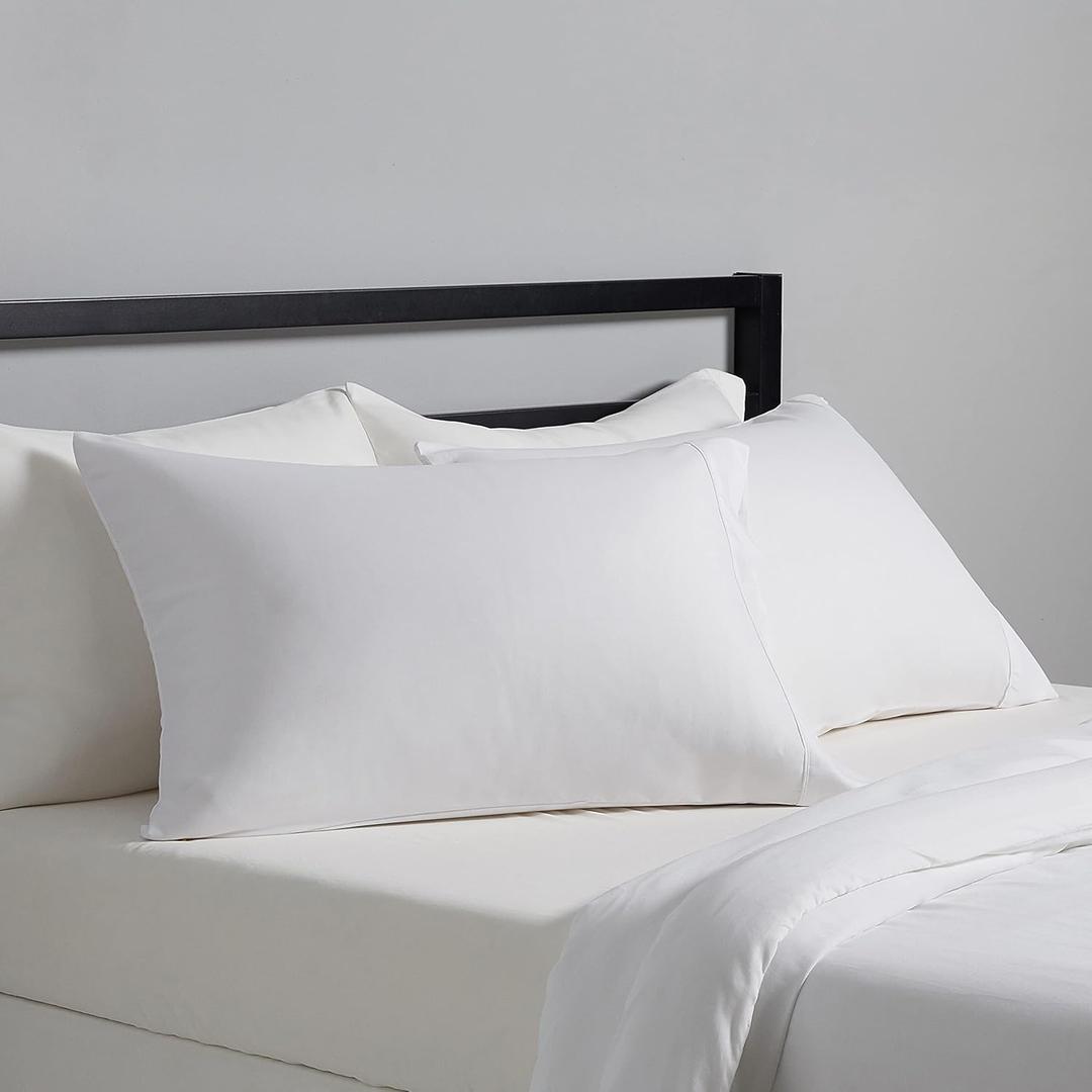 Amazon Basics Standard Pillow Cases Set of 2 - Lightweight, Super Soft Easy Care Microfiber, Bright White, 24x16 + Bed Covering Standard