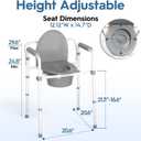 3-in-1 Bedside Commode Chair 350 lbs Weight Capacity Folding Frame,Gray