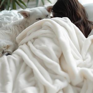 Bedsur Fleece Blankets Queen Size for Bed - GentleSoft Warm, Cozy, Soft & Thick Blanket for Winter, Heavy 500Gsm Anti-Static Design, Ideal for Couch & Sofa, Cream, 90x90 Inch