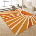 Washable 3x5 Sun Area Rug for Living Room, Brown Sun Modern Abstract Boho Large Area Rugs, Ultra Thin Low Pile Lightweight Indoor Carpet Mat with Non-Slip Backing for Bedroom Kids Nursery Play Room