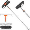 Window Squeegee Cleaner Set 2-in-1 Window Cleaning Tool with Extendable Pole, Window Cleaning kit with Bendable Head for Indoor & Outdoor Glass for Car Indoor Outdoor High WindowsKit1.0