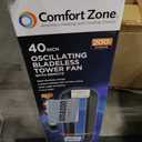 Comfort Zone 40-Inch Bladeless Tower Fan for Bedroom Quiet Standing Fan with Remote Control, 9H Timer & Wide Area Oscillation Turbocharged Airflow & Digital LED Display Black