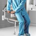 NEWTRY 18 Folding Shower Seat Wall Mounted, 330lb Fold Down Shower Seat with Armrests & Back, Foldable Shower Chair for Home Care Seniors Disabled, Padded Seat and Back, for Bathroom Inside Shower