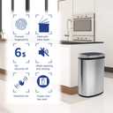 BestOffice | 13 Gallon Trash Can with Lid | Automatic Touchless Garbage Can | Odor Control | Modern Oval Design | Easy to Clean | Stainless Steel | Fits Any Kitchen, Bathroom, Office or Home