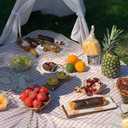 K Y KANGYUN 80x80 in Extra Large Picnic Blanket Outdoor Beach Blankets, Water-Resistant Foldable Sandproof Blankets Cute Picnic Mat for Beach, Camping Grass Lawn Park Mats (Tan Gingham)
