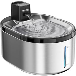 Smartoo Wireless Cat Water Fountain Stainless Steel, 152oz/4.5L Cat Fountain Battery Operated, Cordless Pet Water Fountain for Cats & Dogs with Motion Sensor, Ultra Quiet Pump, Multi-Filtration