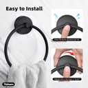 YOHOM Suction Cup Towel Ring Matte Black Hand Towel Holder for Bathroom Stainless Steel Vacuum Suction Washcloth Holder Dish Towel Hanger for Shower Wall No Drill