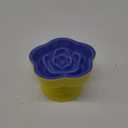 S&Q's CERAMICS Raised Slow Feeder Cat Bowl, Ceramic Elevated and Titled Pet Food Bowl, Small Dogs Slow Feeder, Flower Shaped Dish for Dry and Wet Food (Blue, 5.8")