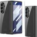 Clear Case for Samsung Galaxy Z Fold 7, Transparent Electroplating Phone Case with Magnetic Hinge Protection and Screen Protector,Slim Shockproof Protective Cover for Samsung Z Fold 7 (Black)