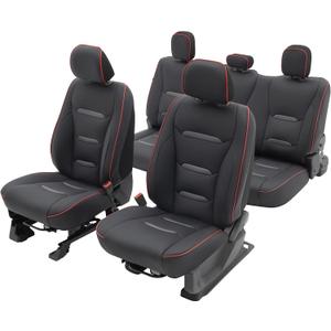 Ymucd for Ford F150 Seat Covers Front and Back Full Set, Premium Faux Leather Full Warp Seat Covers Fit for 2009-2026 F150 (XL XLT STX Lariat Tremor) & 2017-2026 F250 F350 F450 Super Duty - Black