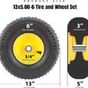 AR-PRO (2-Pack) 13x5.00-6 Tire and Wheel Assembly, 4-Ply Tubeless Lawn Mower Front Tire with 3" Centered Hub & 3/4" Bushings, 400 LBS Load Capacity