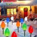 10 Pack Large C9 Christmas Decorations Outdoor Waterproof, Solar C9 Christmas Lights Outdoor with 2 Modes, Solar Pathway Lights for Outside Party Yard Lawn Patio Walkway Xmas Decoration (Multicolor)