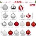 Briful 60PCS Christmas Ornaments Set Red and White Christmas Tree Ornaments Balls Plastic Shatterproof Decorative Hanging Ornaments for Xmas Home Winter Holiday Party Decor