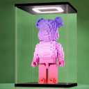 NONEMEY Acrylic Display Case with Led Light for BearbrickAssemble Clear Acrylic Display Case Stand Dustproof Protection Showcase Organizer Box for Action Figures(9.87.9157inch,252040cm)
